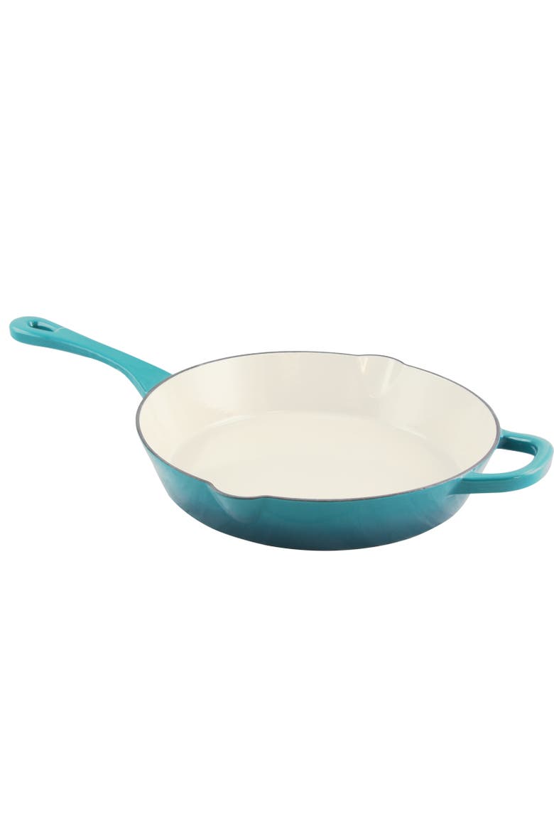 12 in. Round Enameled Cast Iron Skillet, Main, color, Blue