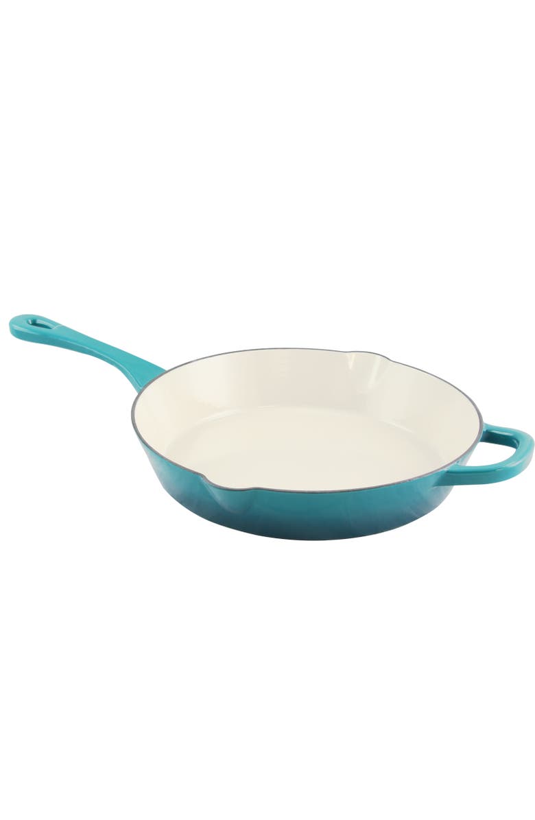 Crock-pot 12 in. Round Enameled Cast Iron Skillet, Main, color, Blue