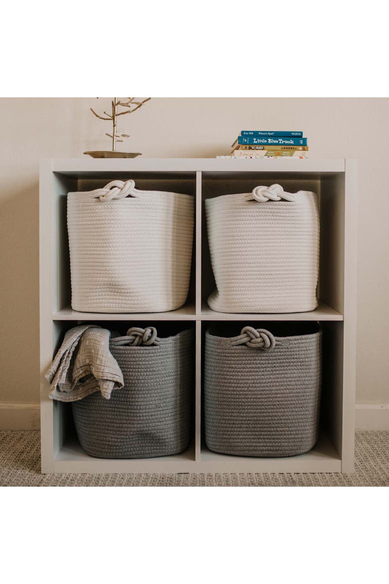 Rope Cube Storage Basket, Alternate, color, White