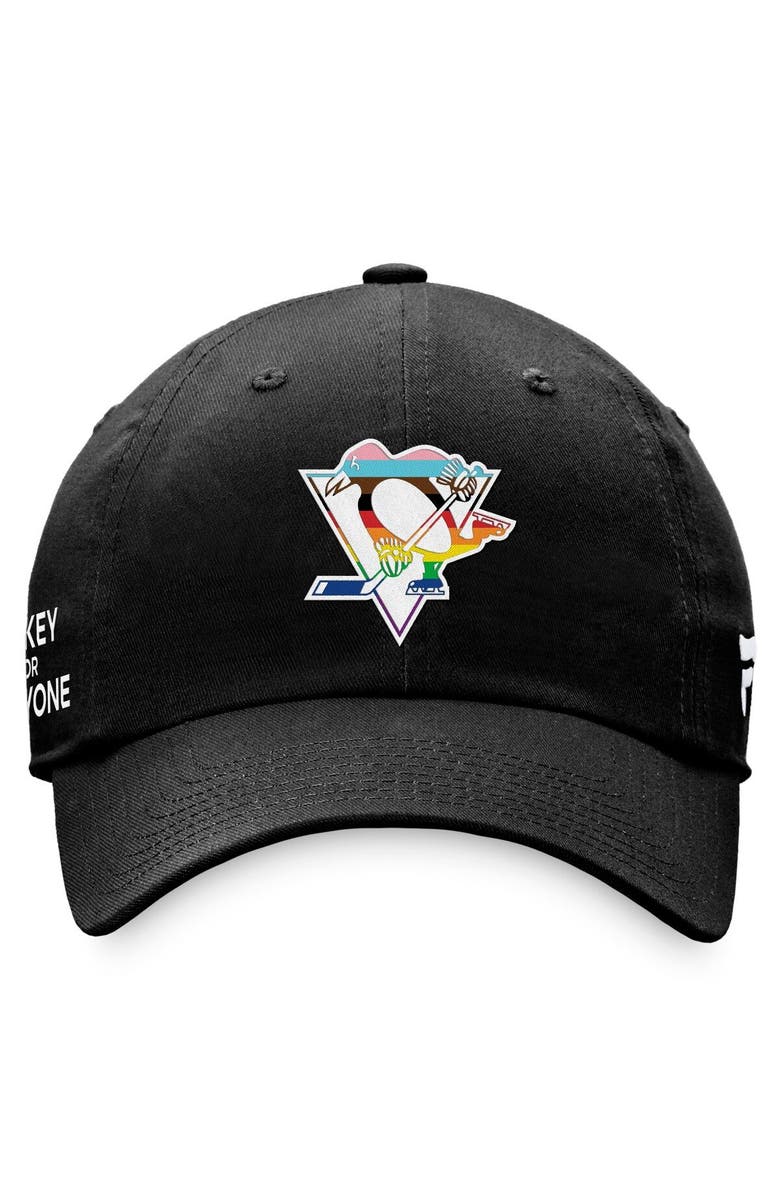FANATICS Men's Fanatics Branded Black Pittsburgh Penguins Team Logo Pride Adjustable Hat, Alternate, color,