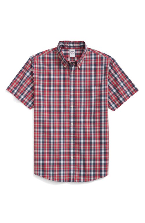 Brooks Brothers Friday Plaid Short Sleeve Cotton Poplin Button-down Shirt In Multi