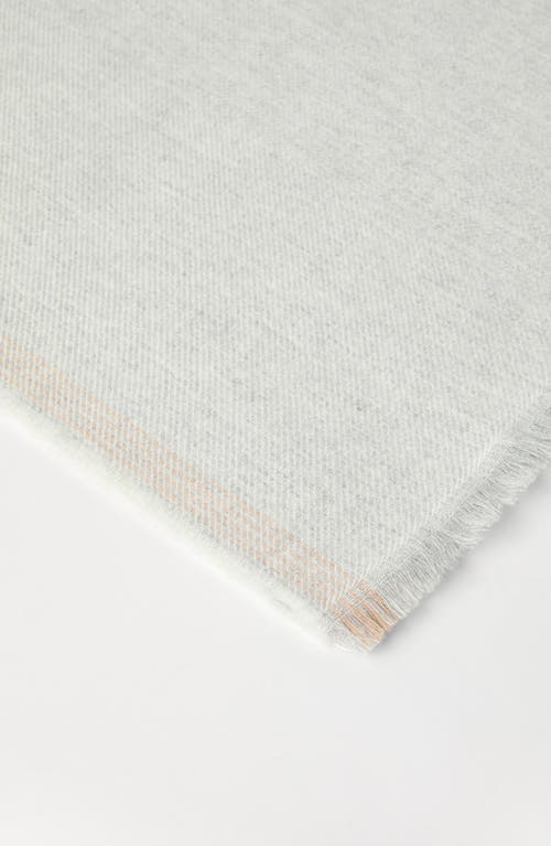 Brunello Cucinelli Cashmere Stripe-detail Diagonal Scarf In Pearl Grey