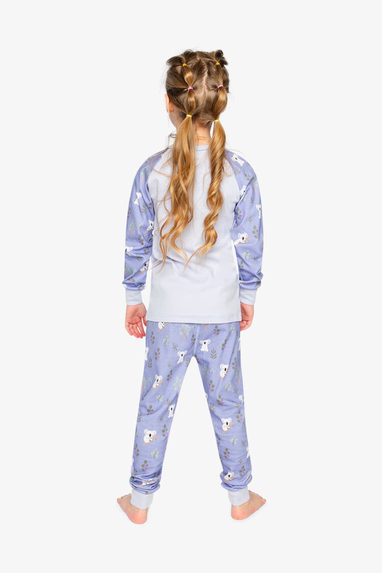 Koala Organic Cotton Top Pants Two Piece Pajama Set, Alternate, color, Purple Koala Print