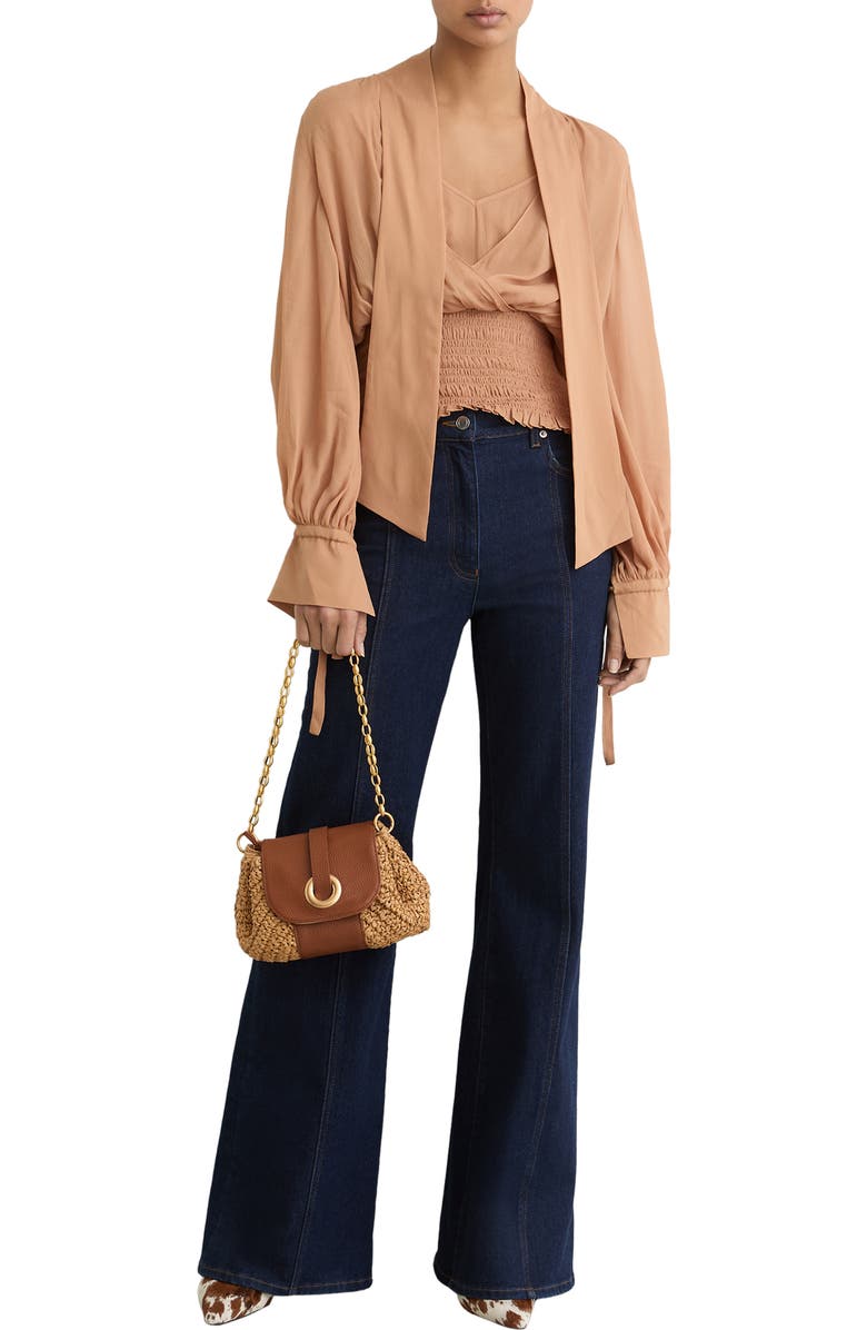 Reiss Lori Raffia Effect Shoulder Bag, Alternate, color, Natural