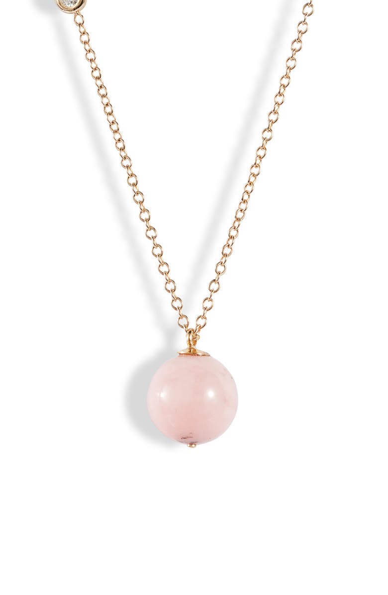 Zoë Chicco Diamond & Pink Opal Pendant Necklace, Main, color, 