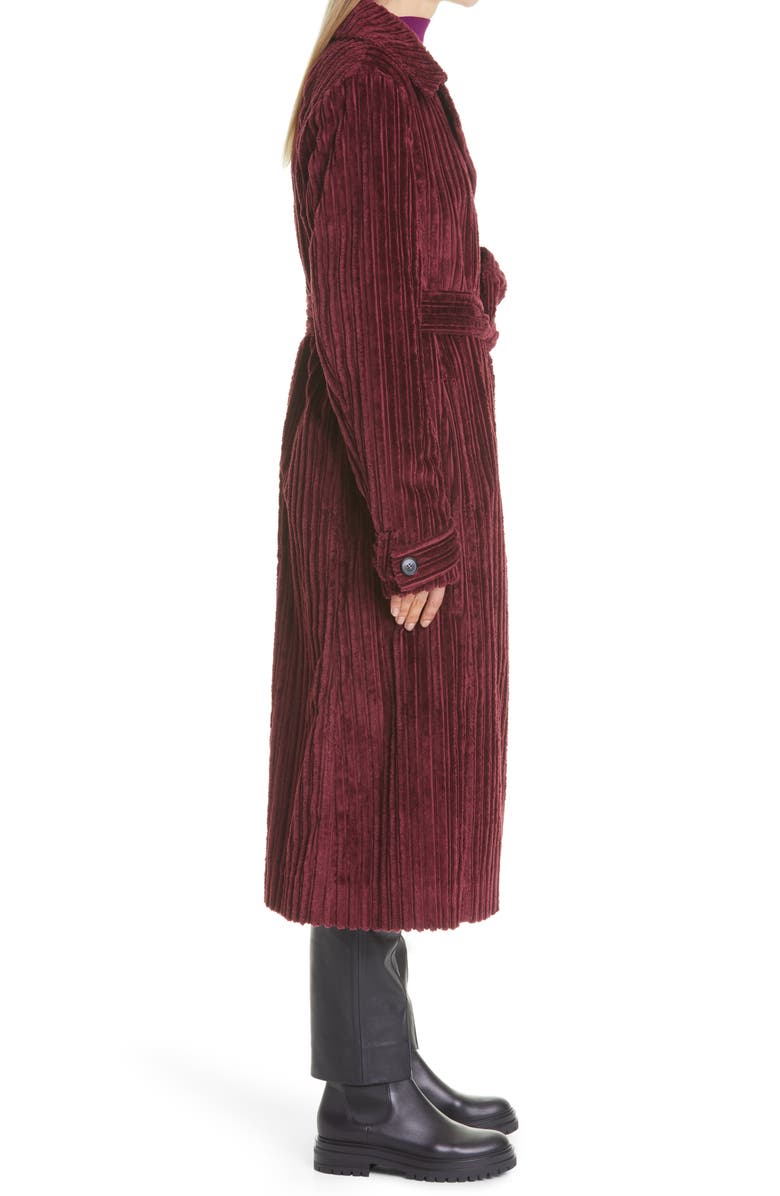 Victoria Beckham Belted Corduroy Trench Coat, Alternate, color, 