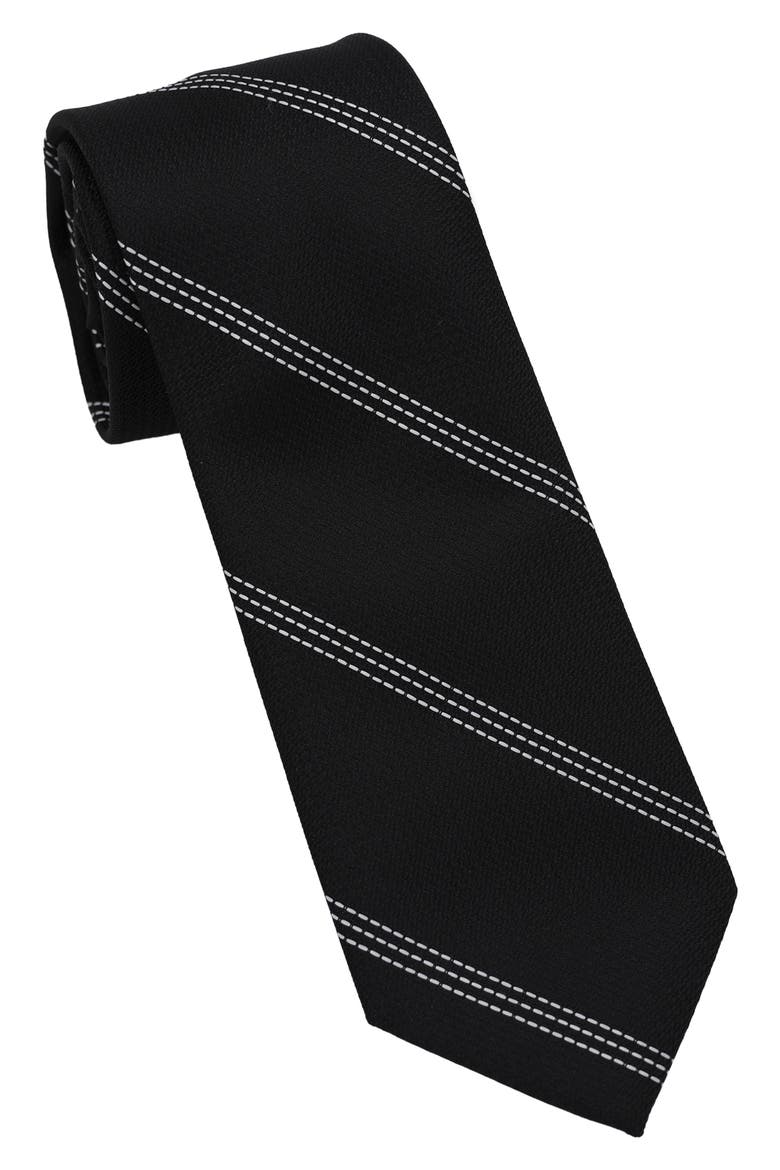 Stitch Stripe Tie, Main, color, BLACK/ WHITE