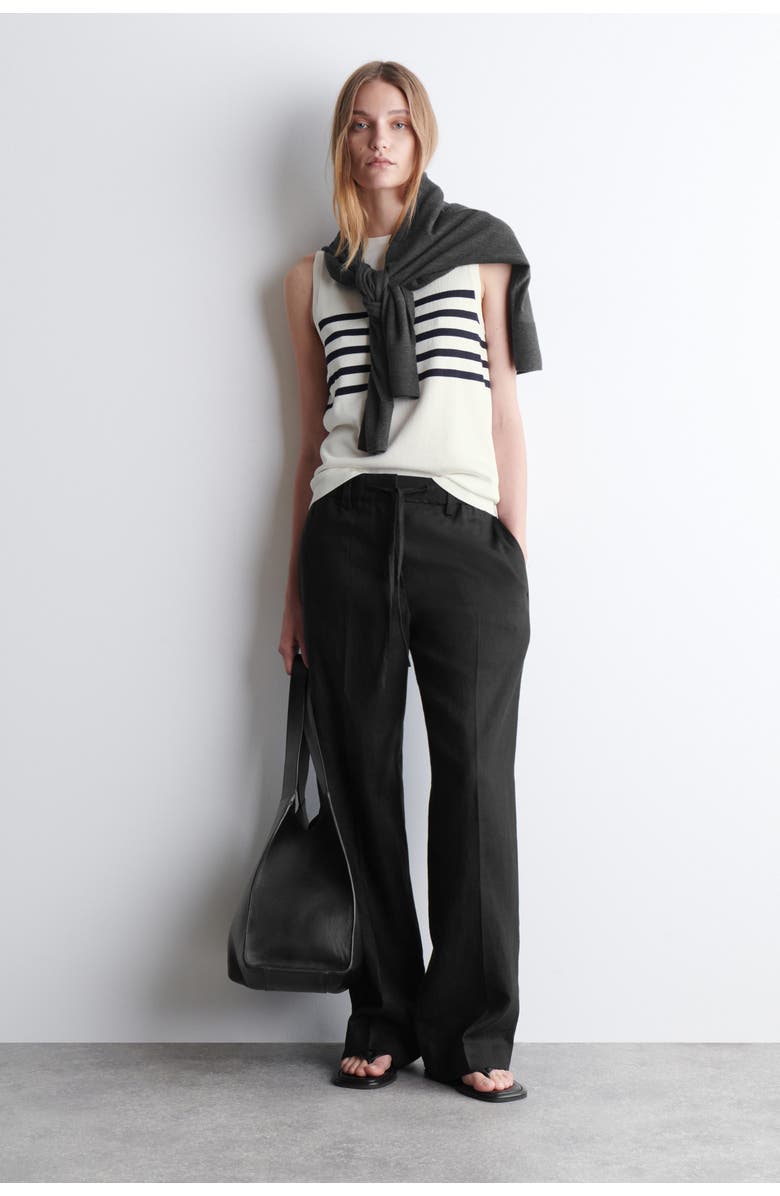 COS Striped Knitted Tank Top, Alternate, color, White / Black / Striped