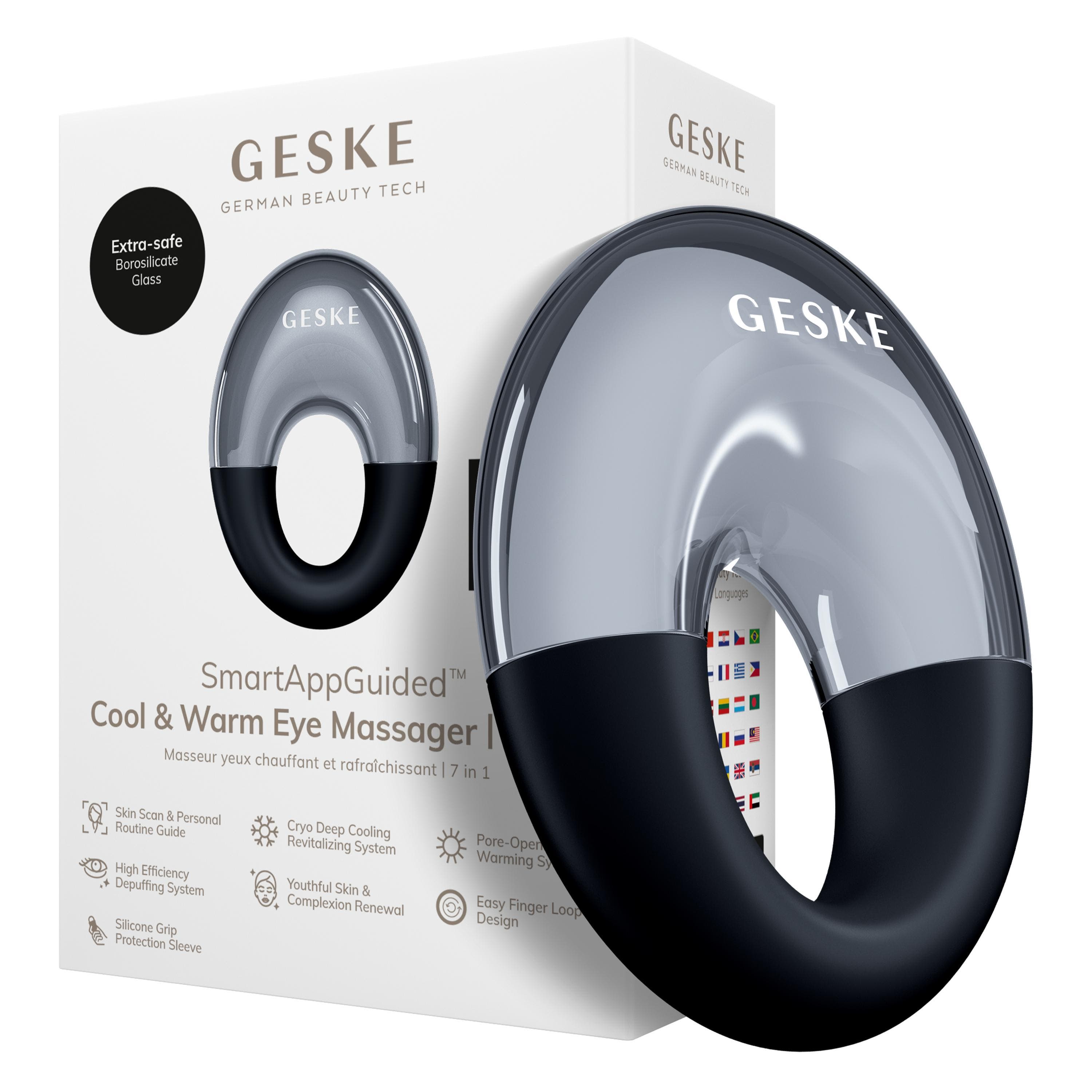 GESKE SmartAppGuided Cool & Warm Eye Massager | 7 in 1 in Black 