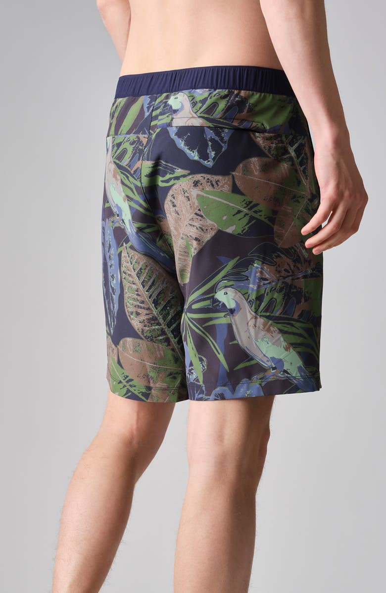 Rhone Barrier Water Repellent Swim Shorts, Alternate, color, Tropical Floral Green/ Blue