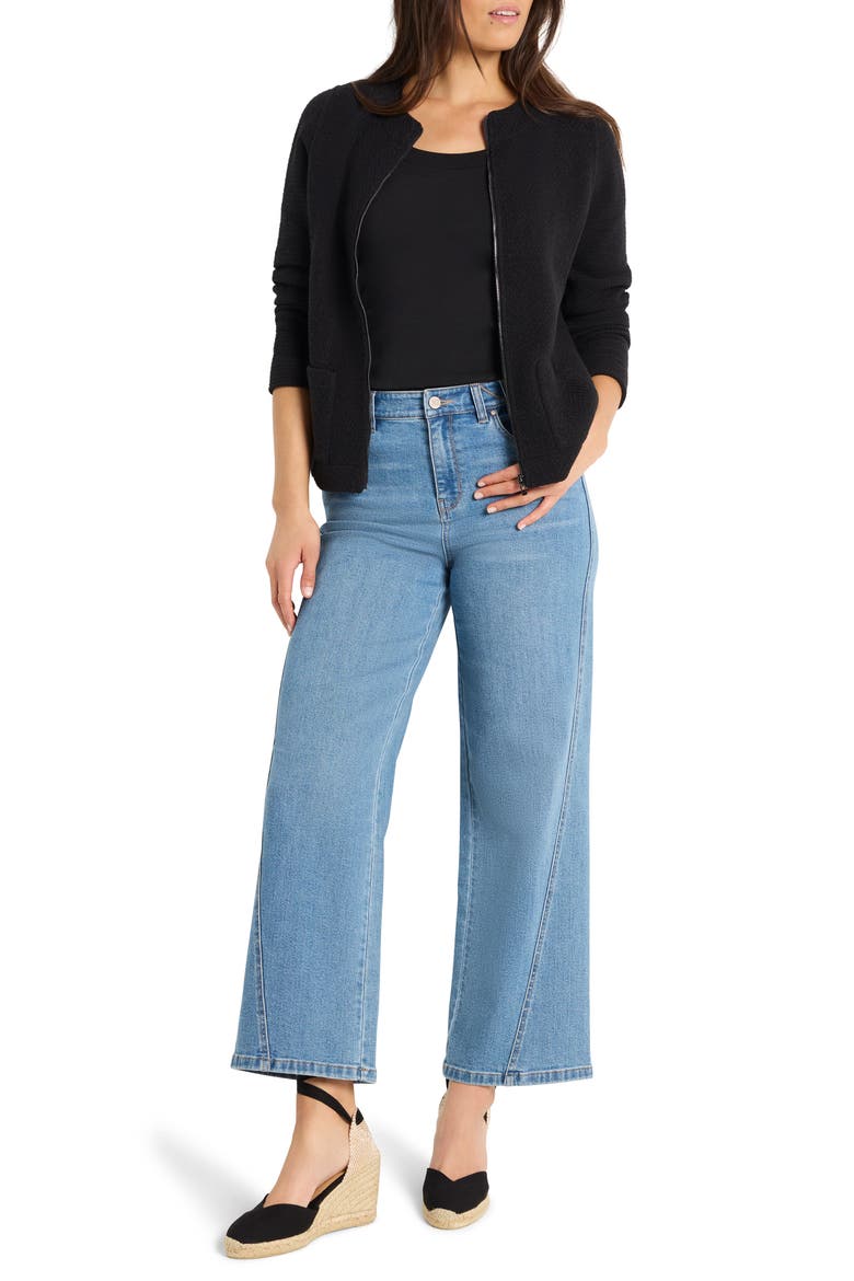 Knit & Woven Zip Front Jacket, Alternate, color, BLACK ONYX