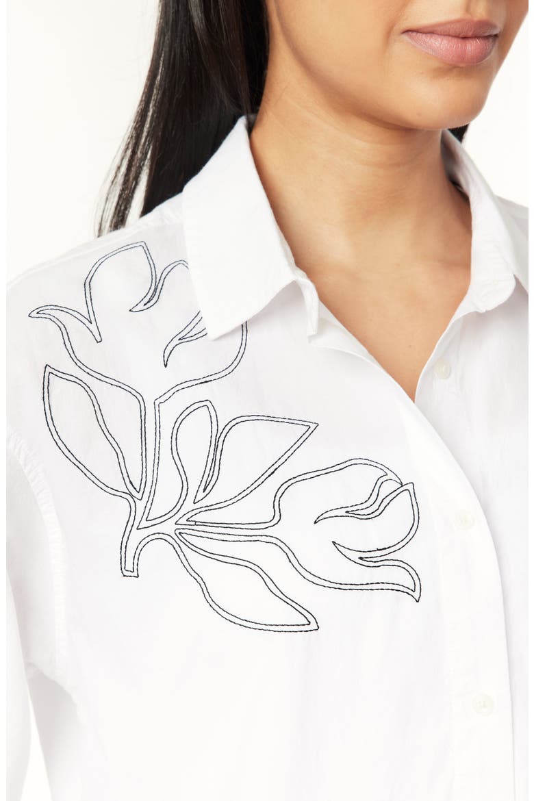 Floral Embroidered Crop Button-Up Shirt, Alternate, color, SOLID ALL EMBROIDERY