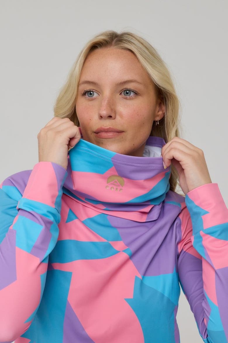 High Neck Baselayer Top Del Mar, Alternate, color, Pink, Multicolor