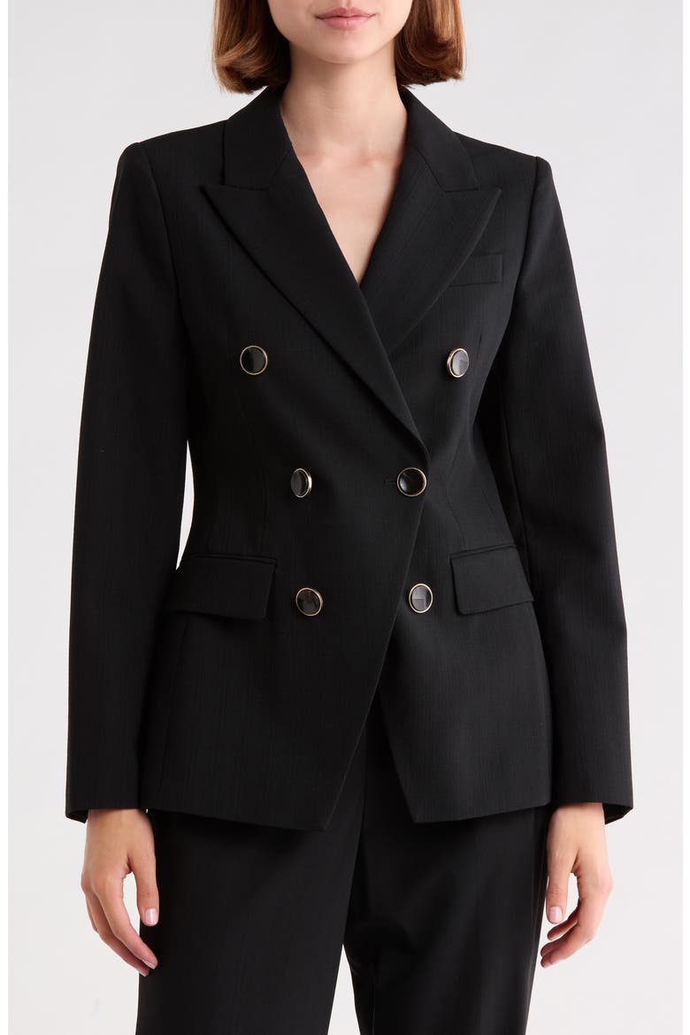 Lia Double Breasted Blazer, Main, color, BLACK