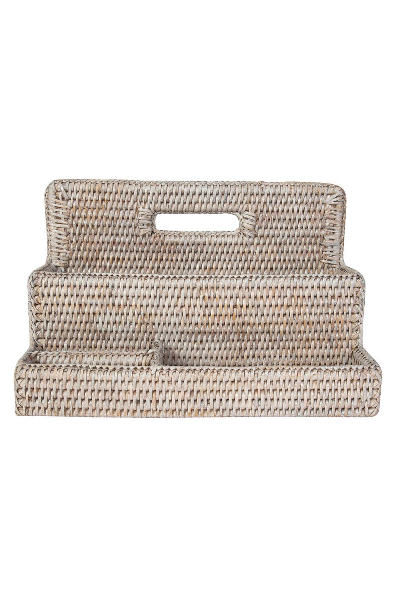Artifacts Rattan Standing Stationary Sorter, Alternate, color, White Wash