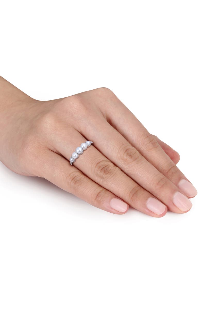 DELMAR 14K White Gold 4–4.5mm Cultured Freshwater Pearl & Diamond Ring - 0.05ct., Alternate, color, 