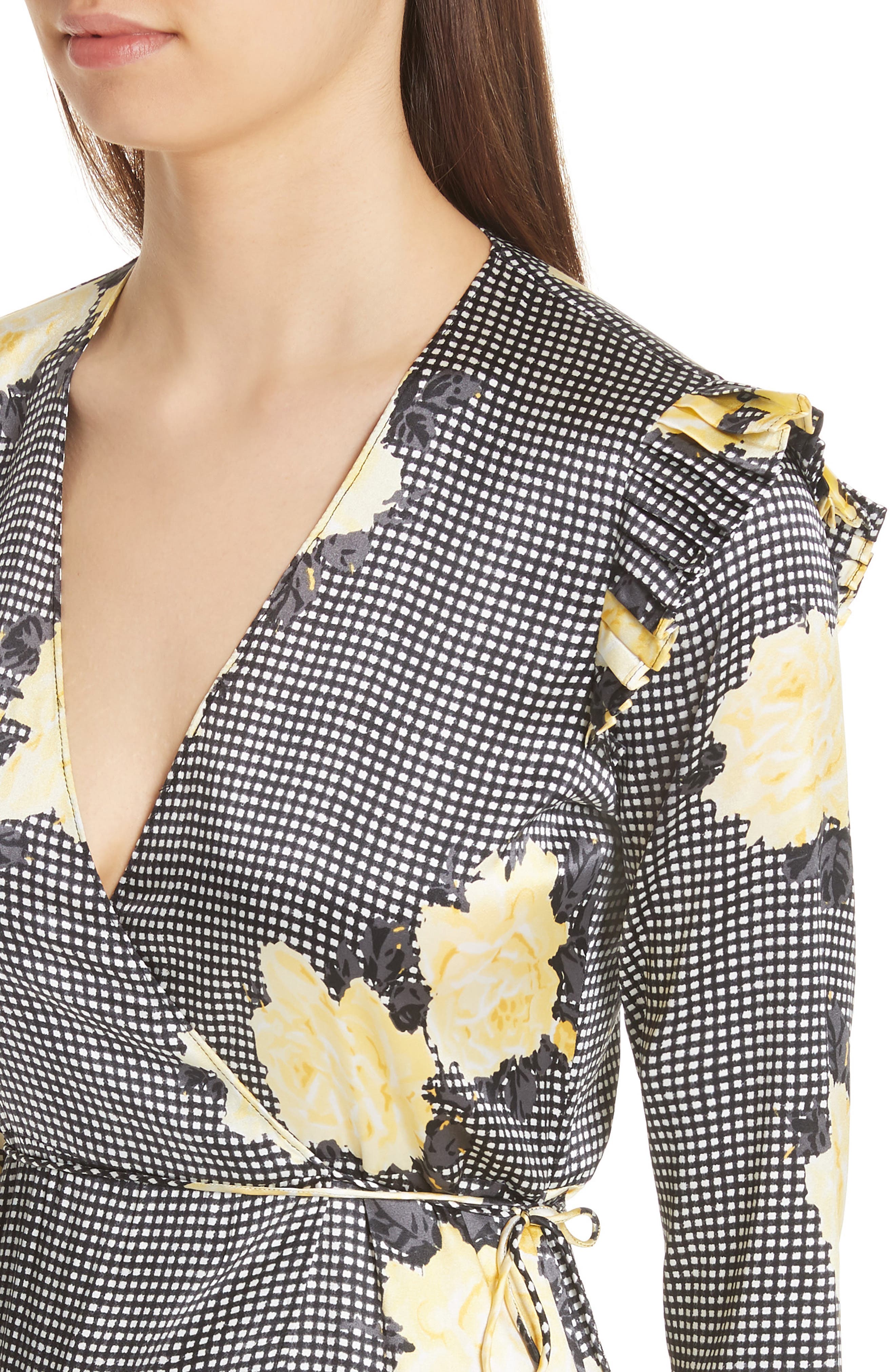 Ganni Calla Floral Silk Wrap Dress (Women) | Nordstrom