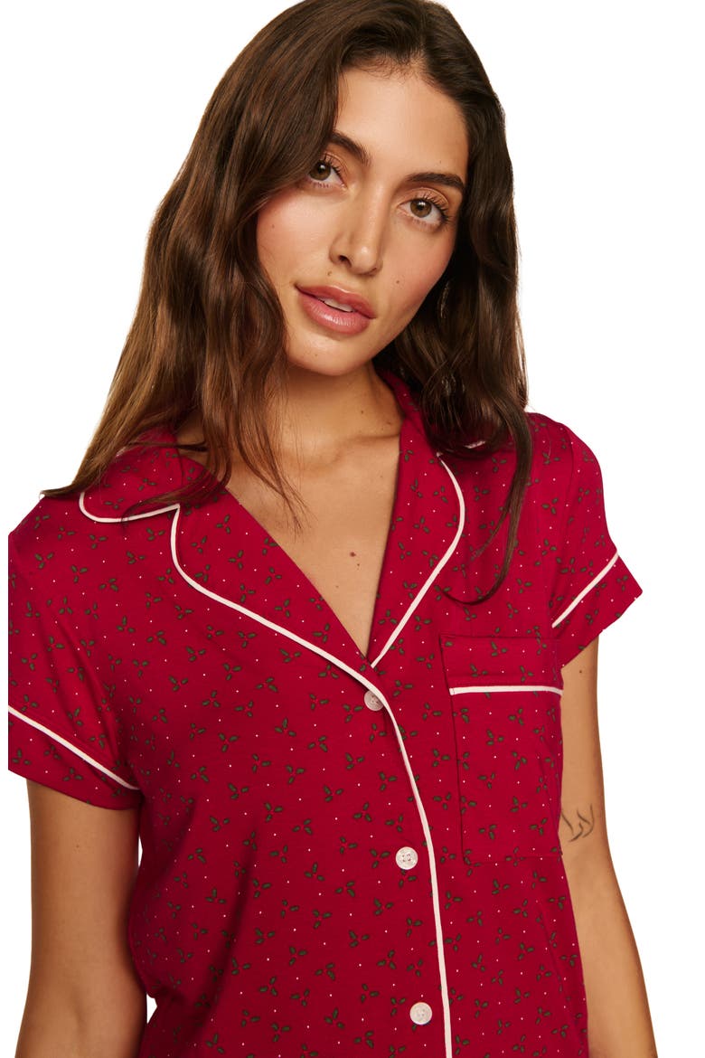 Gisele Printed Short Pajamas, Alternate, color, HOLLYBERRY HOLLY RED