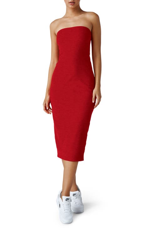 Say You Love Me Stripe Strapless Midi Dress