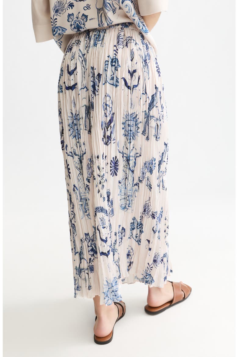 x Royal Delft Pleated Midi Skirt, Alternate, color, DELFT TILES BLUE