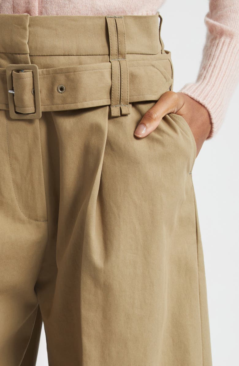 Simone Rocha Multi Belt Loop Pleated Wide Leg Trousers, Alternate, color, Stone