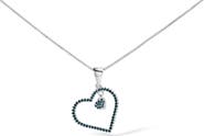 Haus of Brilliance 925 Sterling Silver 1/3ct TDW Blue Treated Diamond Heart Pendant Necklace