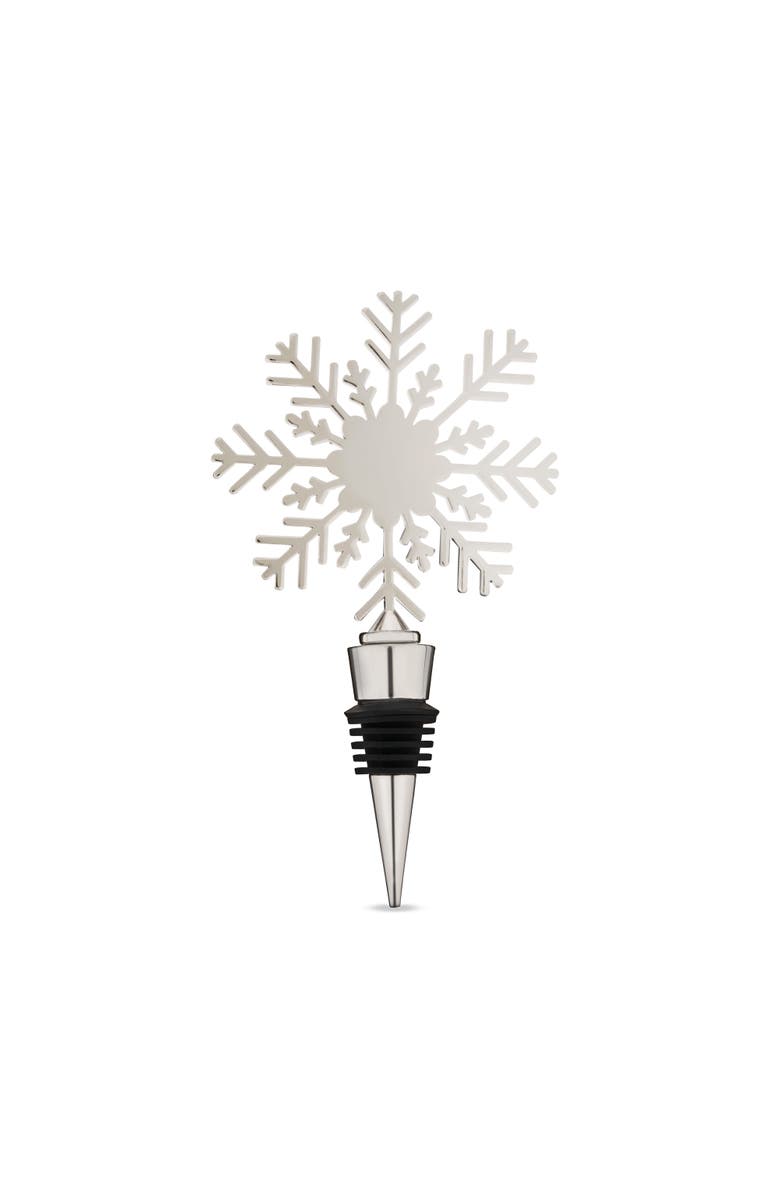TWINE Holiday Snowflake Bottle Stopper, Main, color, Silver