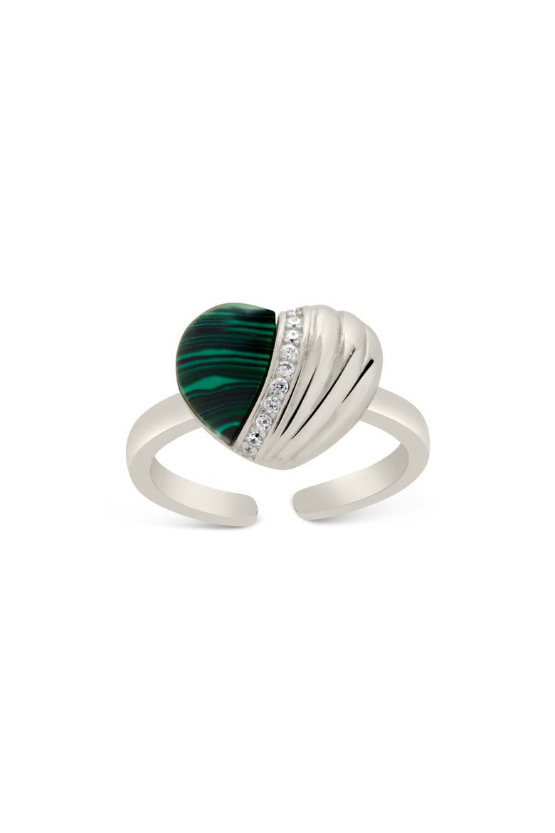 Hollis CZ Embellished Heart Ring, Alternate, color, SILVER
