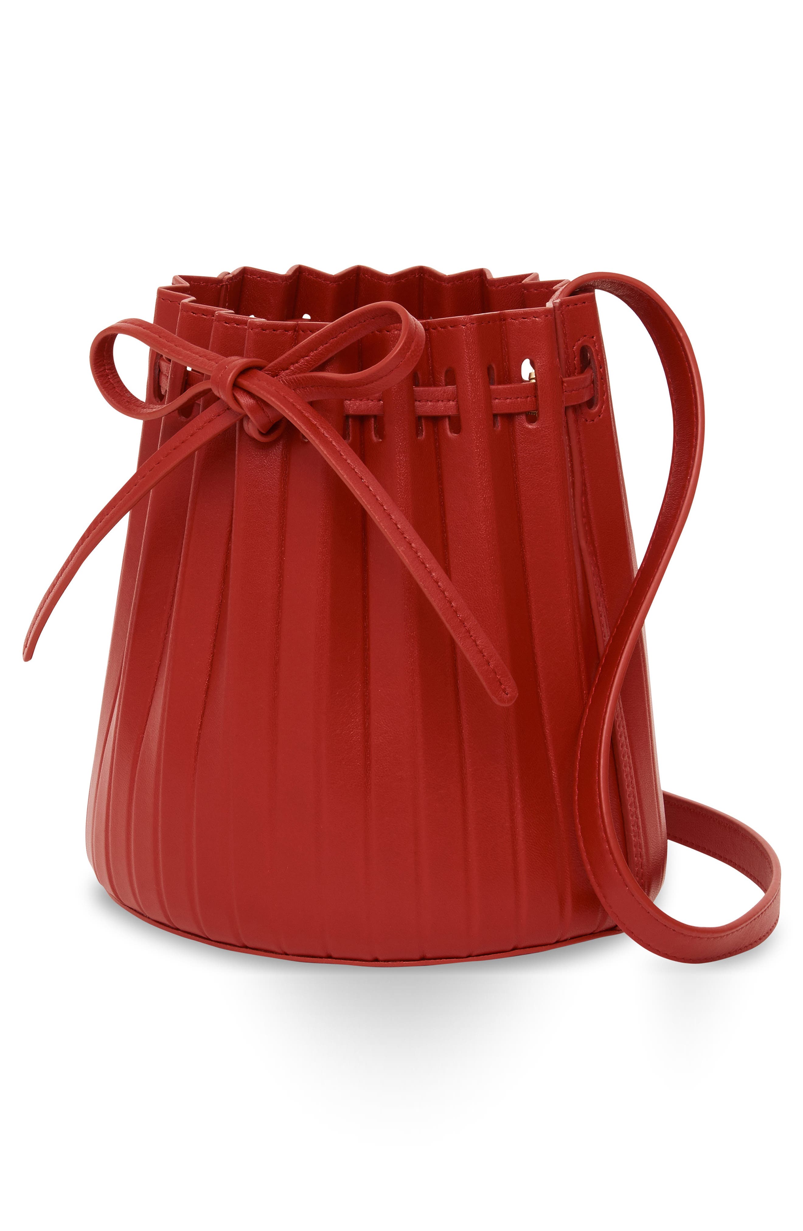 Mansur Gavriel Mini Pleat Leather Bucket Bag, Alternate, color, 