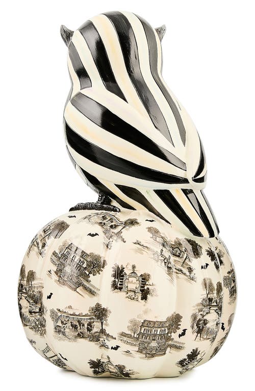 Mackenzie-childs Mackenzie Childs Courtly Owl On Toile Pumpkin Figurine In Black