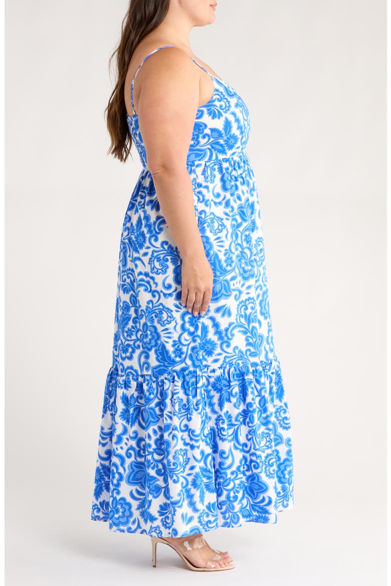 Magee Floral Cabana Sleeveless Maxi Dress, Alternate, color, WHITE/ BLUE/ MULTI