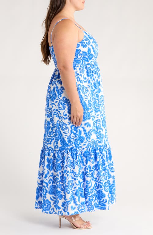 Sugarlips Magee Floral Cabana Sleeveless Maxi Dress In Blue