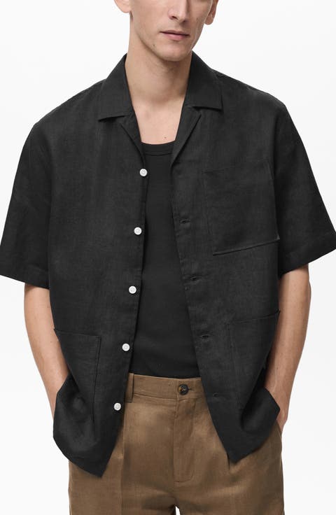 Short Sleeve Linen Button-Up Shirt