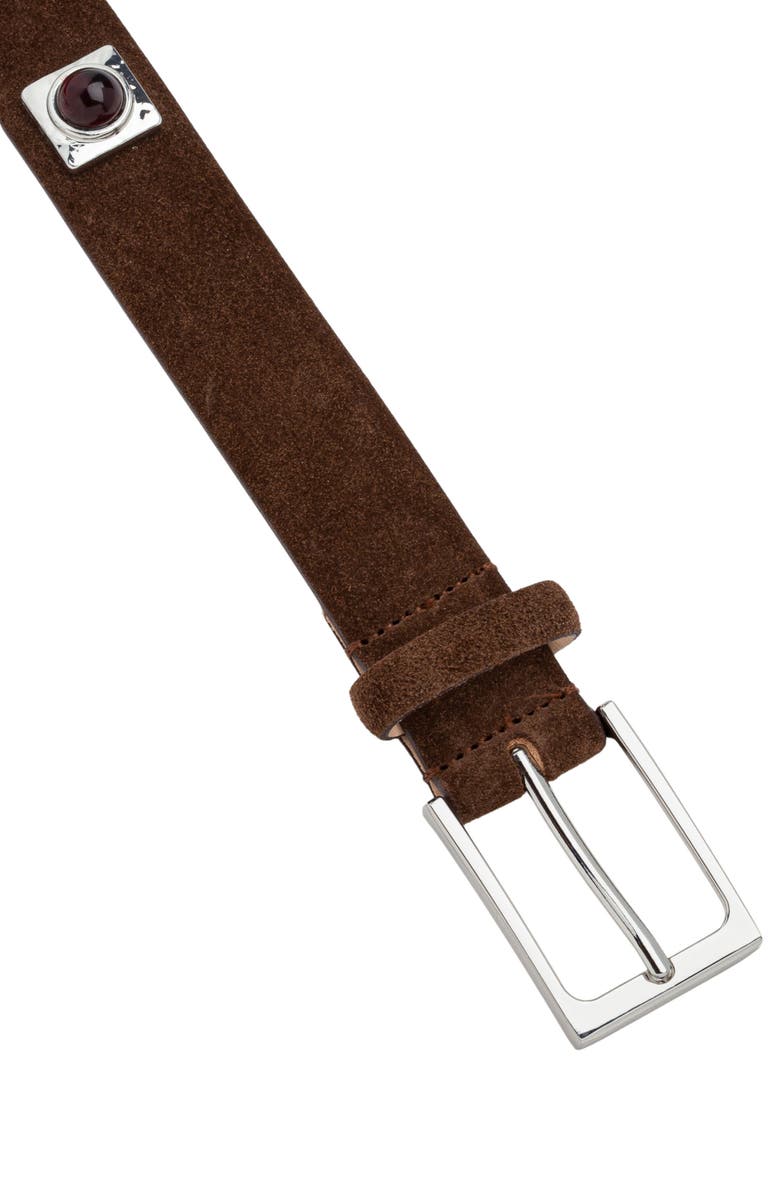 AUREUM No. 2 Stud Leather Belt, Alternate, color, Chocolate/ Silver