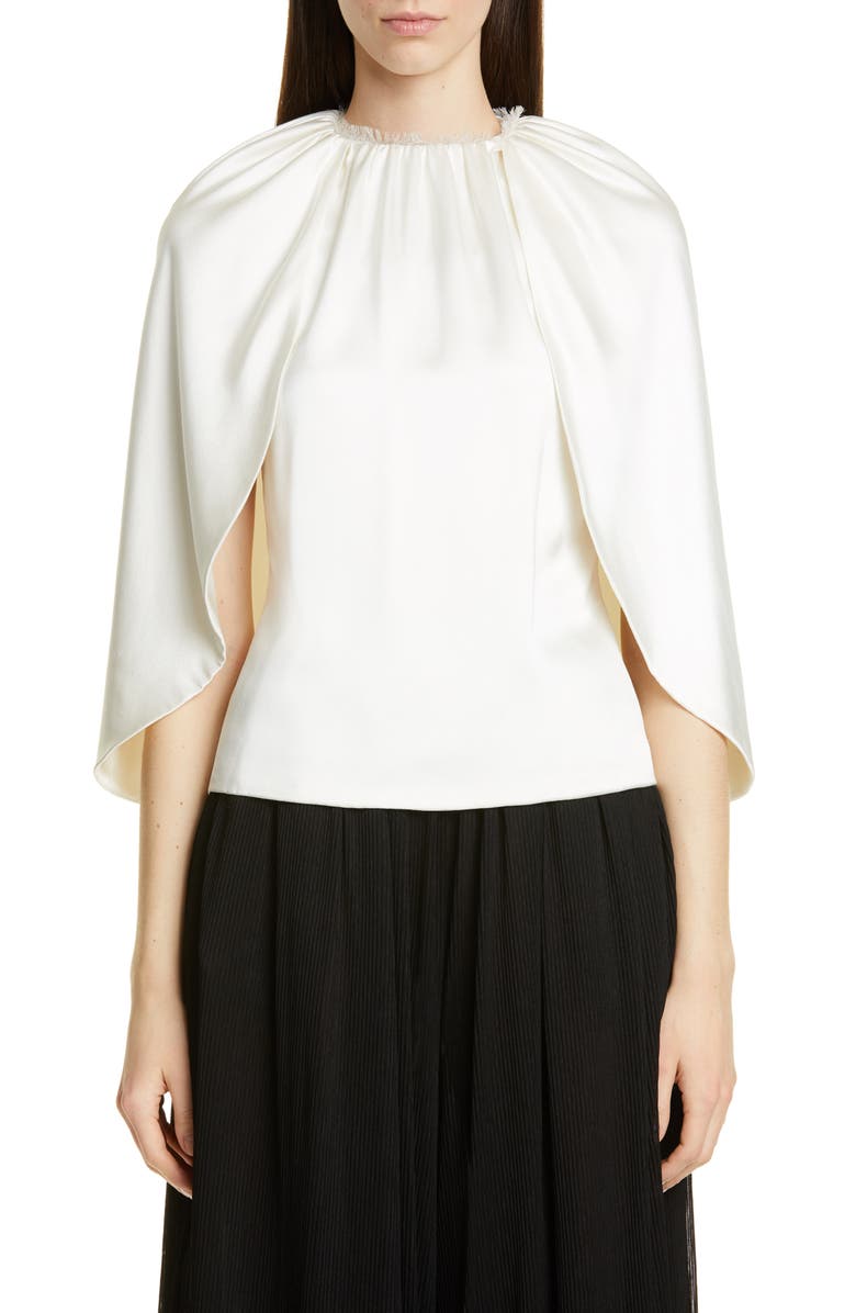 Brandon Maxwell Silk Charmeuse Angel Top, Main, color,