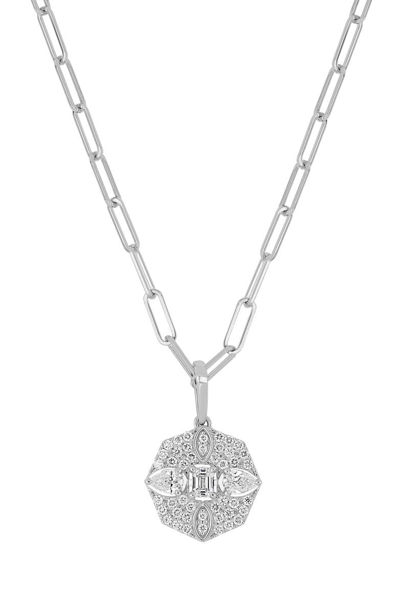 Mika 18k Gold Diamond Pendant Necklace, Main, color, 18KW