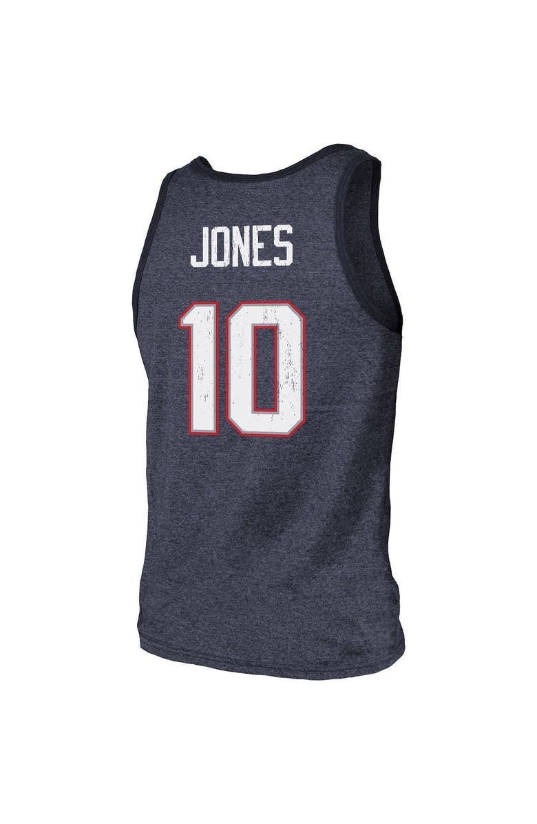Majestic Threads Men's Majestic Threads Mac Jones Heathered Navy New England Patriots Player Name & Number Tri-Blend Tank Top, Alternate, color,