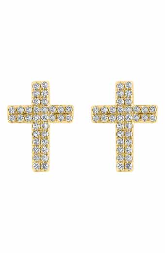 Diamond Cross Stud Earrings