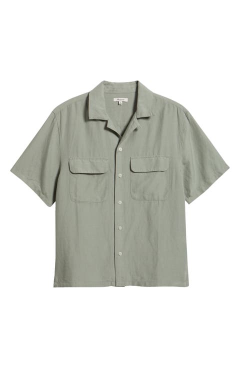 Short Sleeve Lyocell & Linen Button-Up Shirt