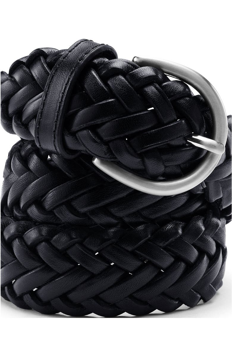 Lands' End Leather Braided Belt, Alternate, color, Black