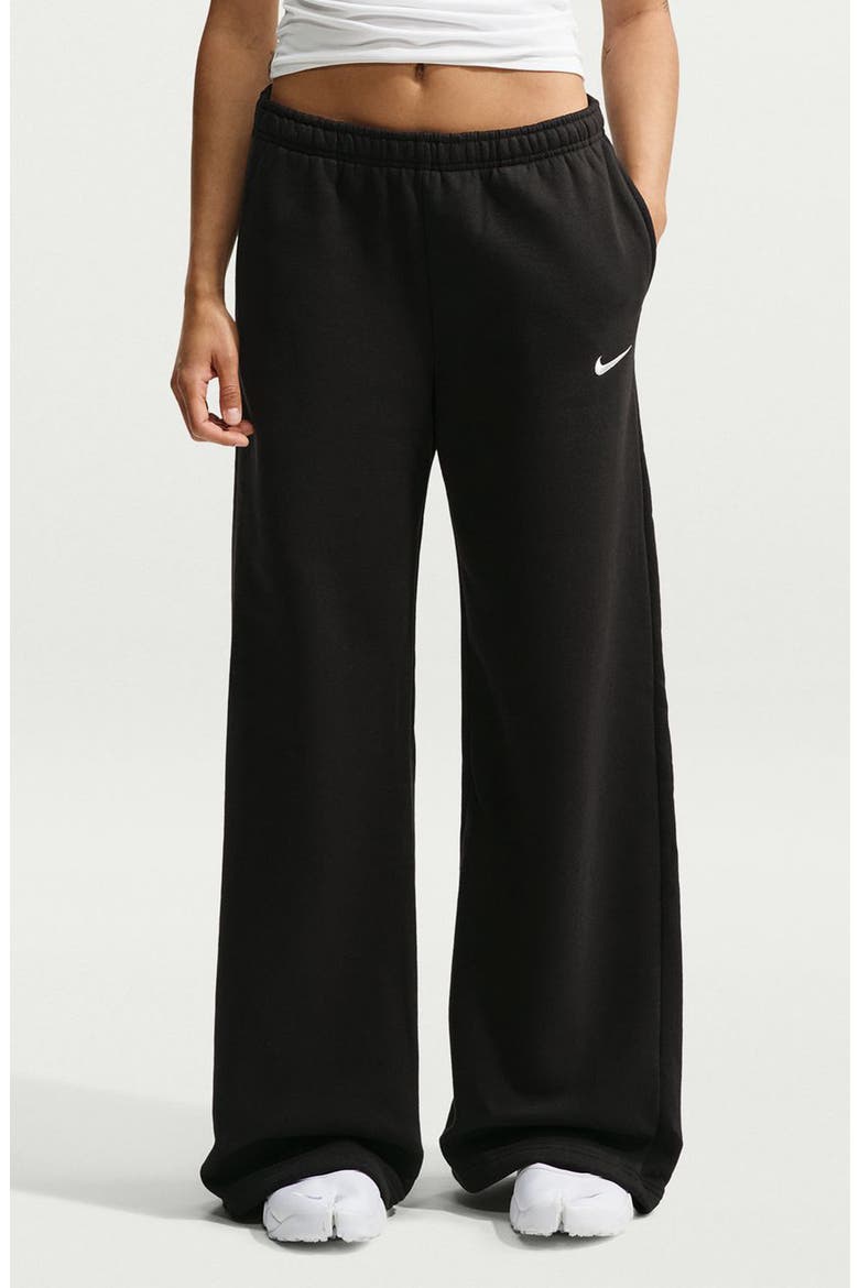 Studio Fleece Wide Leg Sweatpants, Main, color, TOTAL BLACK/ SAIL