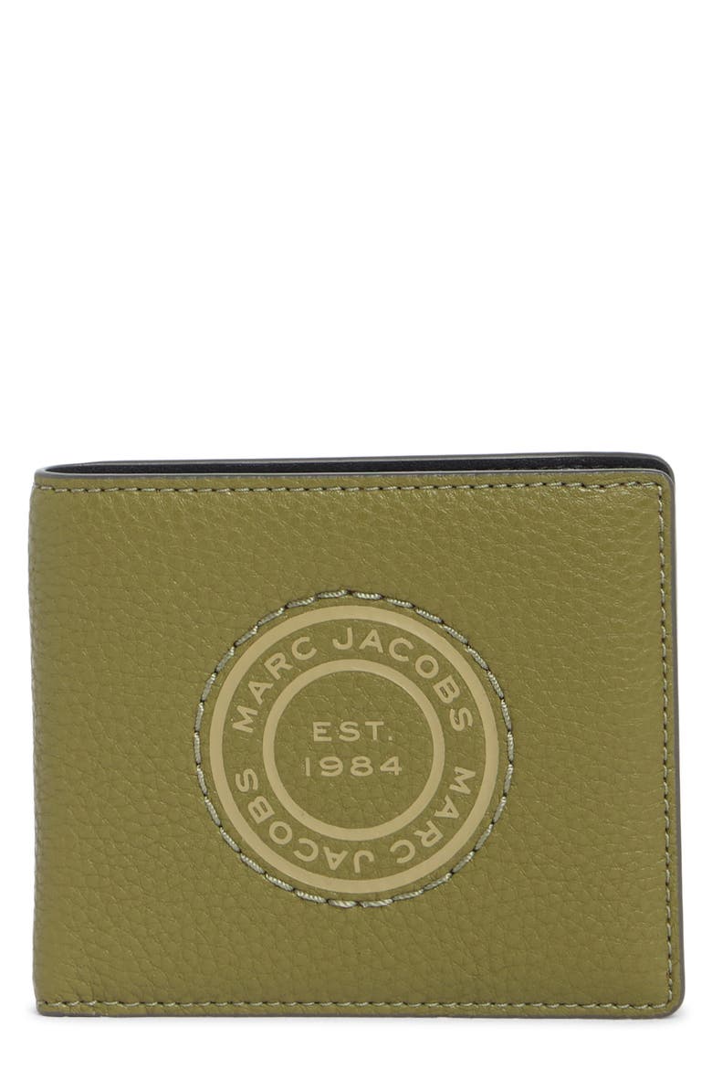 The Leather Logo Embossed Bifold Wallet, Main, color, MARTINI OLIVE