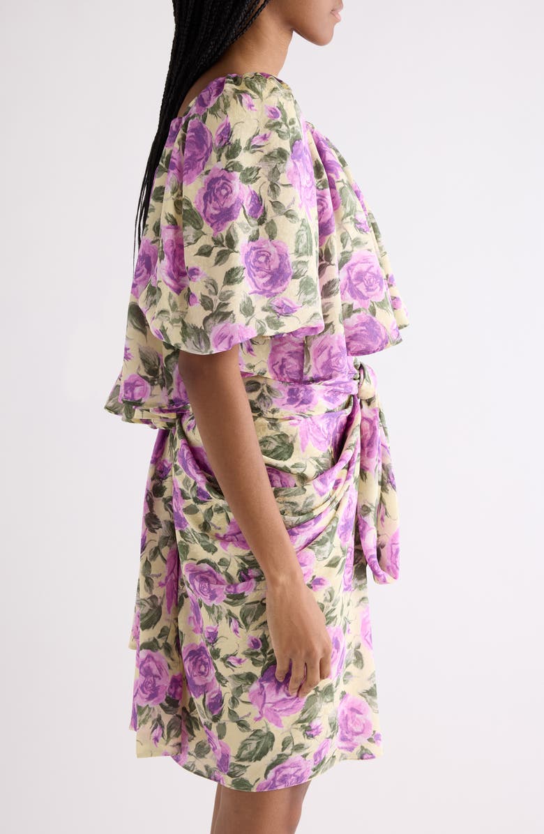 Chloé Rose Print Silk Crop Top, Alternate, color, Yellow - Purple