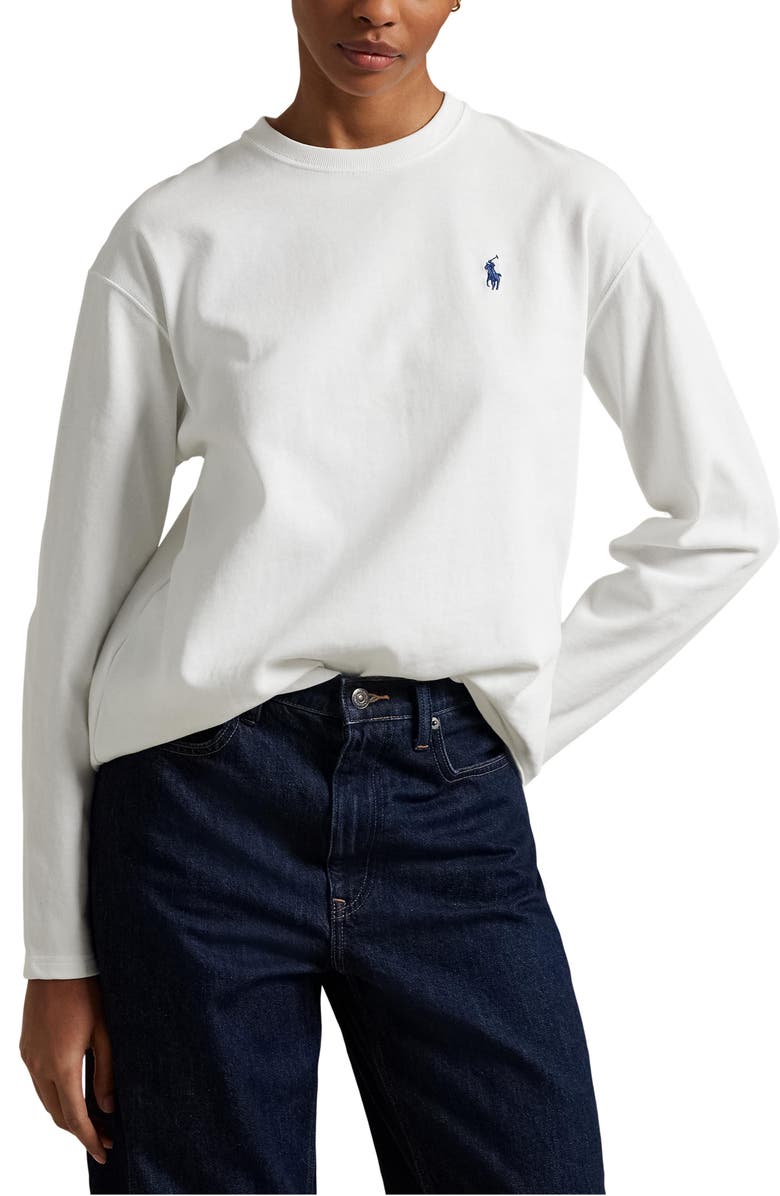 Polo Ralph Lauren Long Sleeve Cotton Jersey T-Shirt, Main, color, White