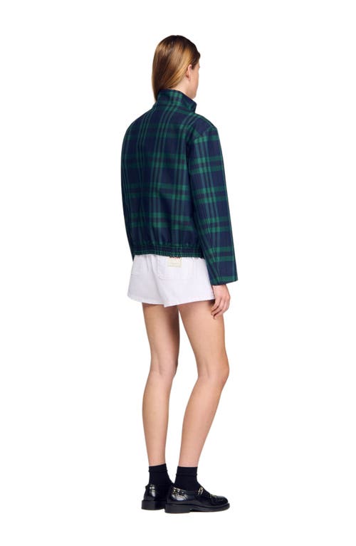 Sandro Checked Jacket In Blue