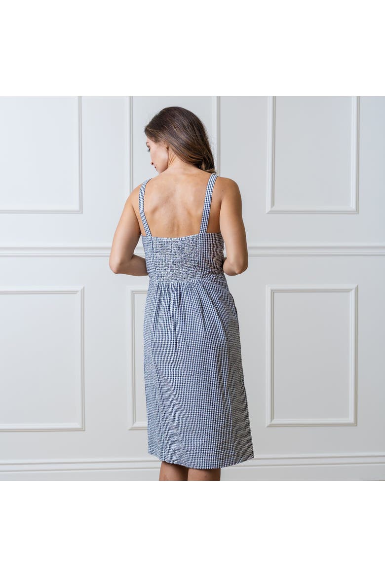 Women's Organic Seersucker Sheath Dress, Alternate, color, Navy Gingham Seersucker