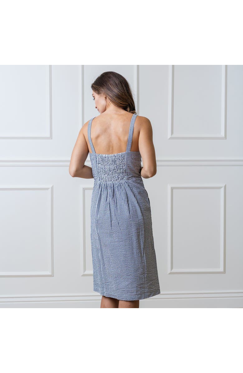 Hope & Henry Women's Organic Seersucker Sheath Dress, Alternate, color, Navy Gingham Seersucker