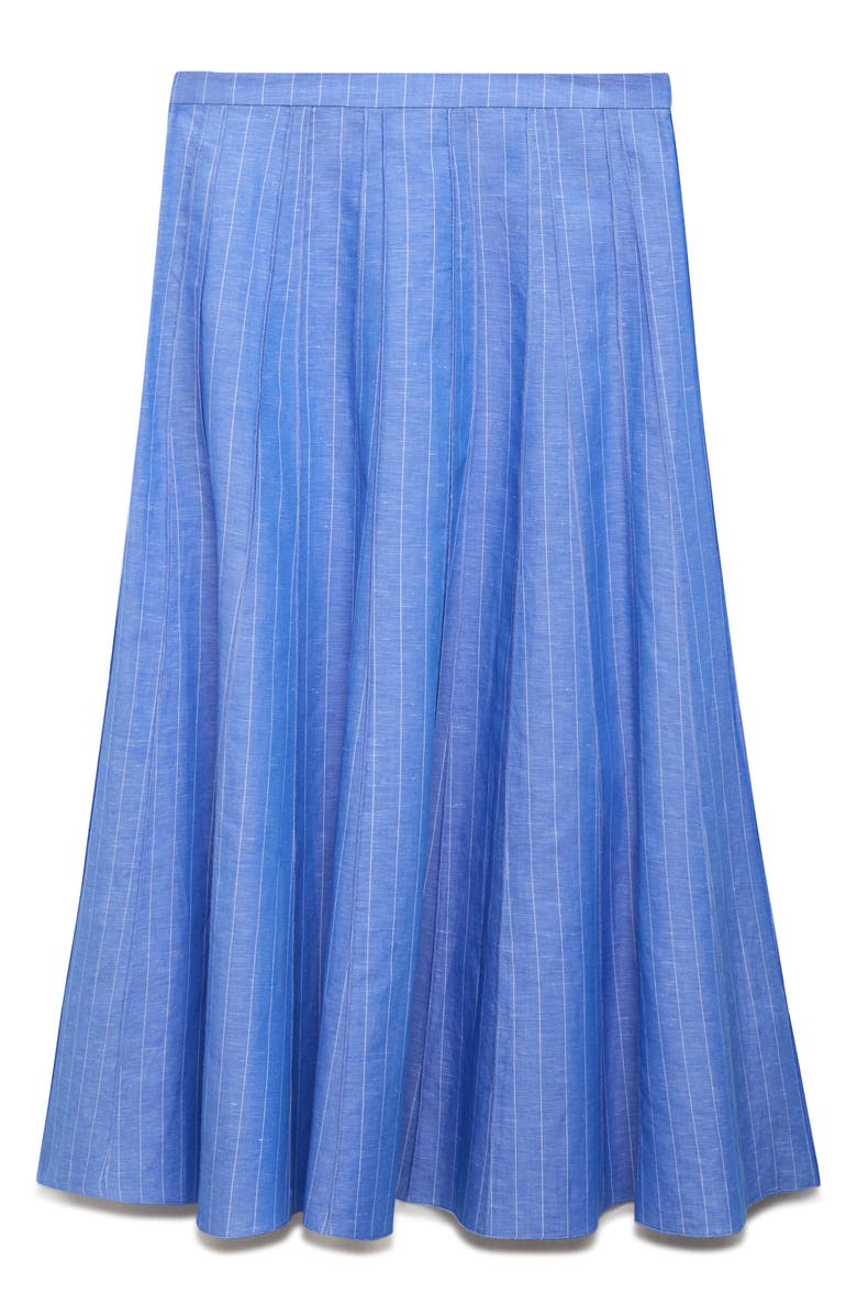 MANGO Stripe Cotton & Linen Skirt, Alternate, color, Medium Blue