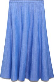 MANGO Stripe Cotton & Linen Skirt