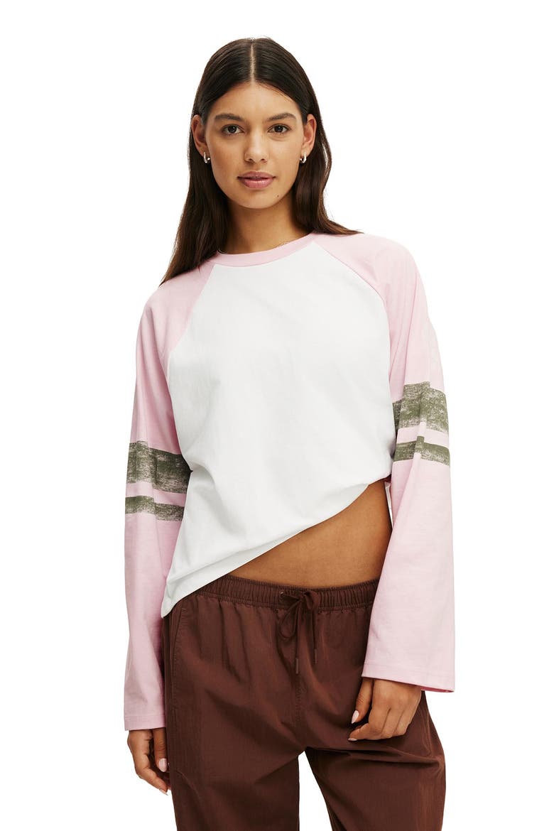 Women's Active Graphic Raglan Tee, Main, color, White Hoops